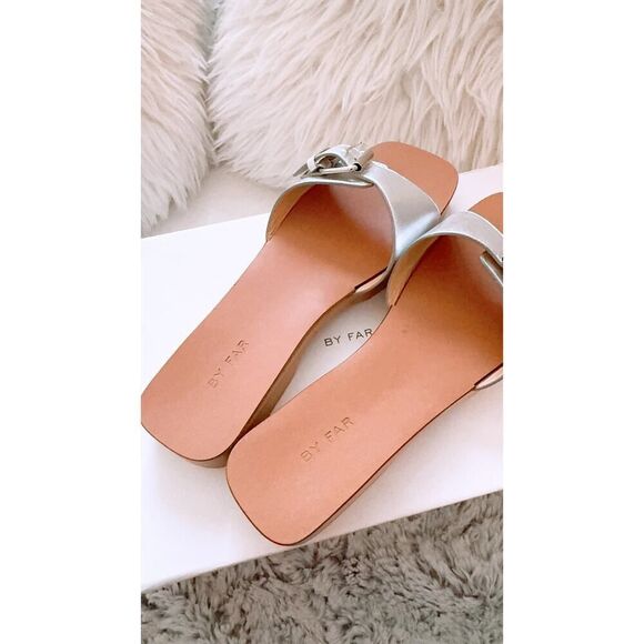 BY FAR Sam buckled metallic leather slides size 38 - Picture 3 of 7